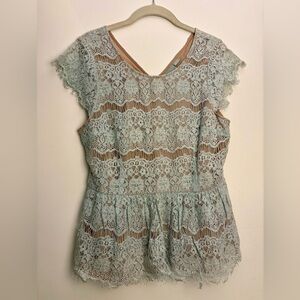 Maeve Lace Blouse in Soft Gray-Blue